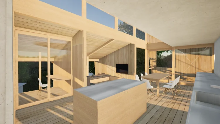 Interior perspective | Dankei House | FUDO Architectural Office - Design examples